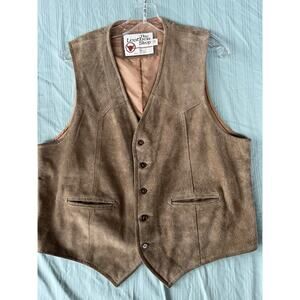 The Leather Shop Sears Tan Western Vest Vintage Size Reg 44 Men’s Sm Flaw